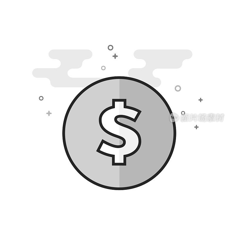 Flat Grayscale Icon - Coin money